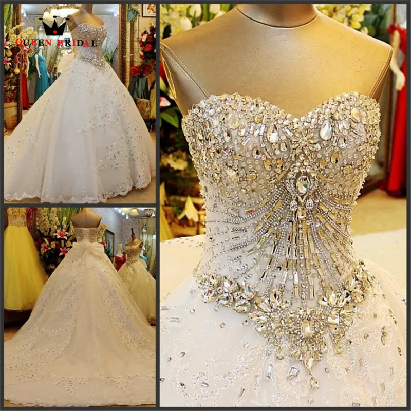 Top Trends: Custom Made Long Ball Gown Sweetheart Sweetheart Big Train Luxury Crystal Muslim Bridal Wedding Dresses 2023 Wedding Gowns QB09 Shoppable Styles