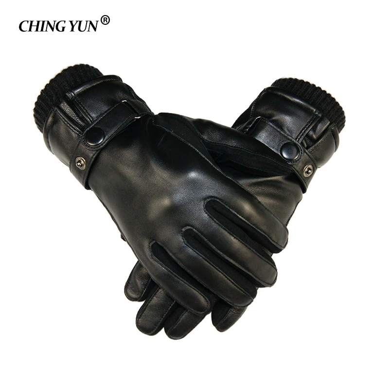 Top Trends: Winter Man Sheep Skin Leather Gloves Male Warm Super Soft Stitching Design Comfortable Men's Operating Mobile Phone Men Mittens Shoppable Styles - Image 2