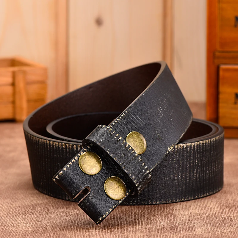 Top Trends: Genuine Leather Without Buckle Belt For Men Jeans Vintage Belts 3.8 CM Width Male Cowskin Strap With One Layer Leather Shoppable Styles - Image 4