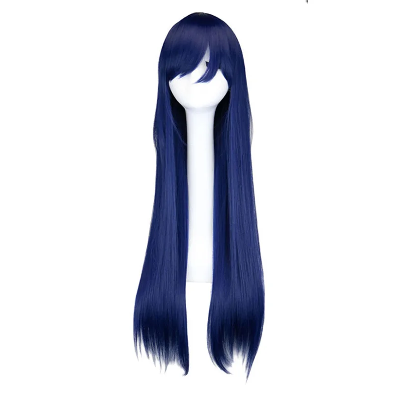 Top Trends: QQXCAIW Long Straight Cosplay Navy Mixed Blue 80 Cm Synthetic Hair Wigs Shoppable Styles