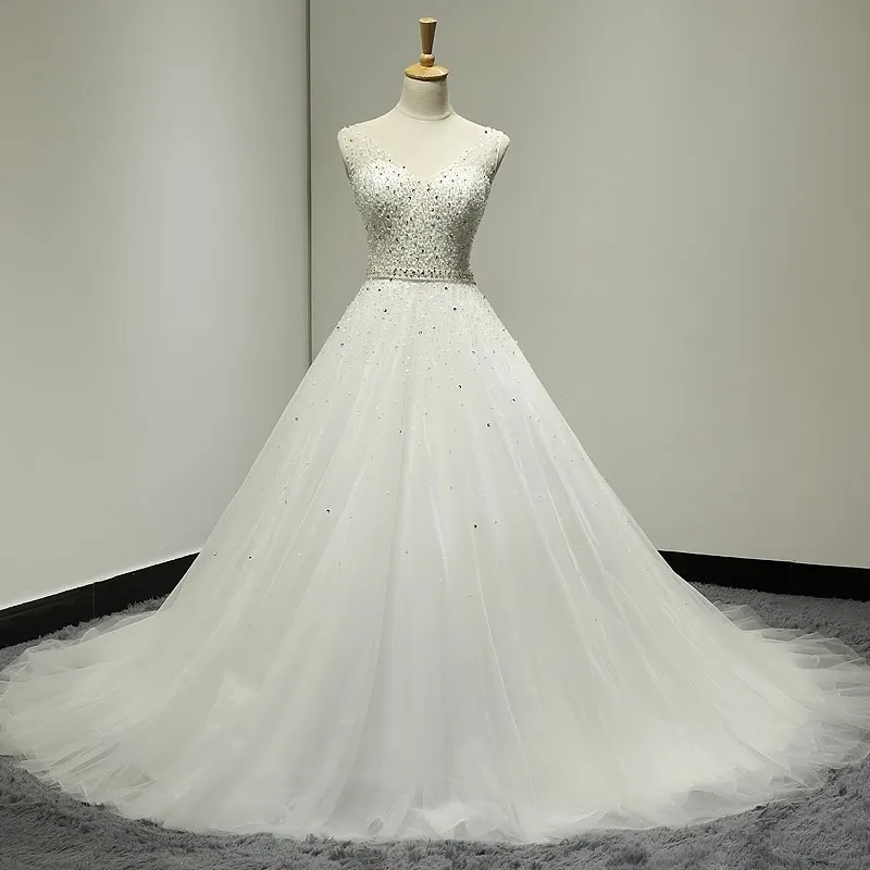 Vintage Glitter Tulle Luxury Wedding Dress - Uniqistic.com