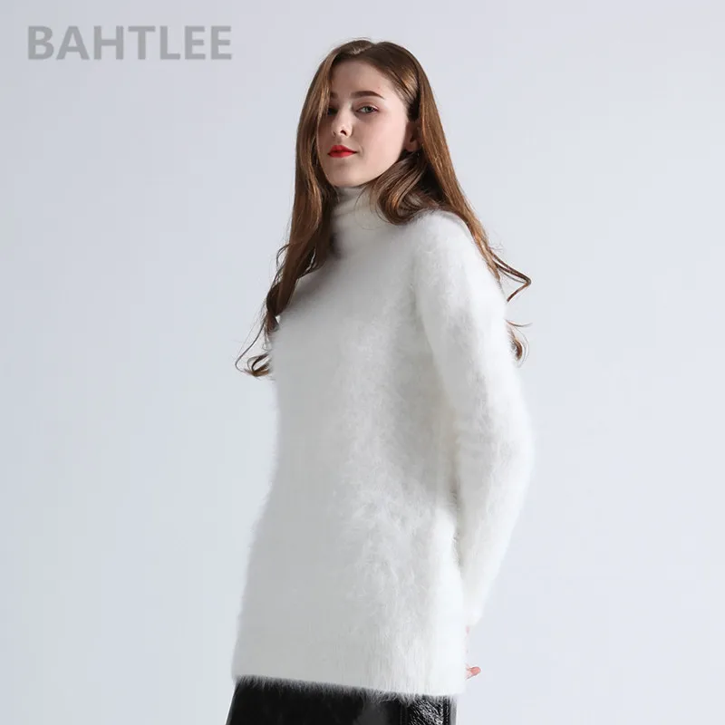 Top Trends: BAHTLEE Winter Women's Angora Jumper Turtleneck Pullovers Knitting Sweater Long Sleeve Keep Warm White Shoppable Styles - Image 3