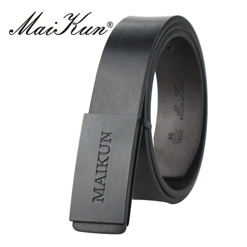 Top Trends: MAIKUN Black Leather Belts For Women Luxury Brand Designer Belts Men High Quality Jeans Belts Silver Smooth Buckle Shoppable Styles