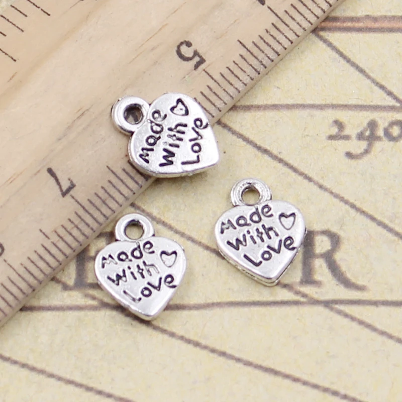 Top Trends: 30pcs Charms Heart Made With Love 12x10mm Tibetan Bronze Silver Color Pendants Antique Jewelry Making DIY Handmade Craft Shoppable Styles