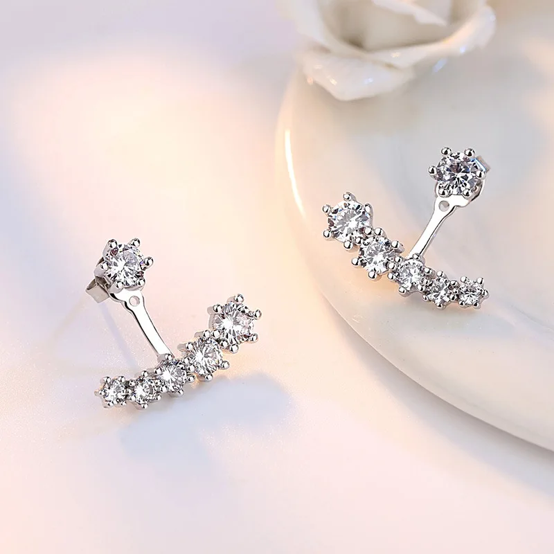 Top Trends: 925 Silver Needle Fashion Shiny CZ Zircon Ladies Stud Earrings Jewelry Women Female Birthday Gift Wholesale Anti Allergy Shoppable Styles