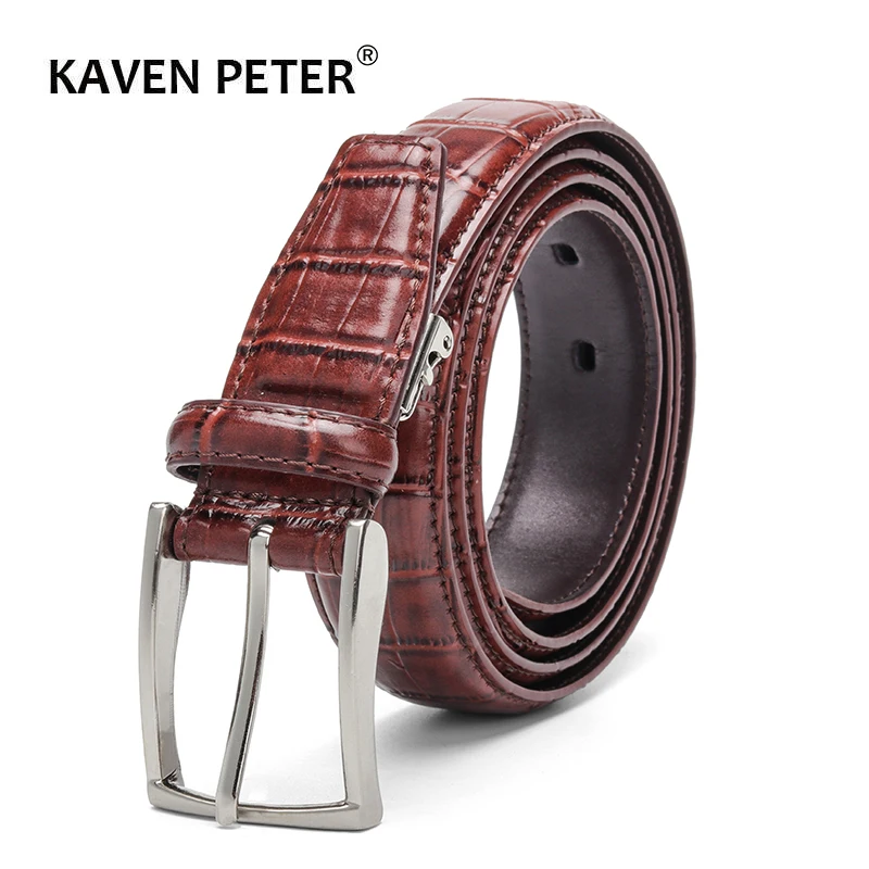 Top Trends: Casual Men Belts Crocodile Pattern Cowskin 3.0 CM Belts For Women Unisex Genuine Leather Belt Cinturones Para Hombre Black Brown Shoppable Styles