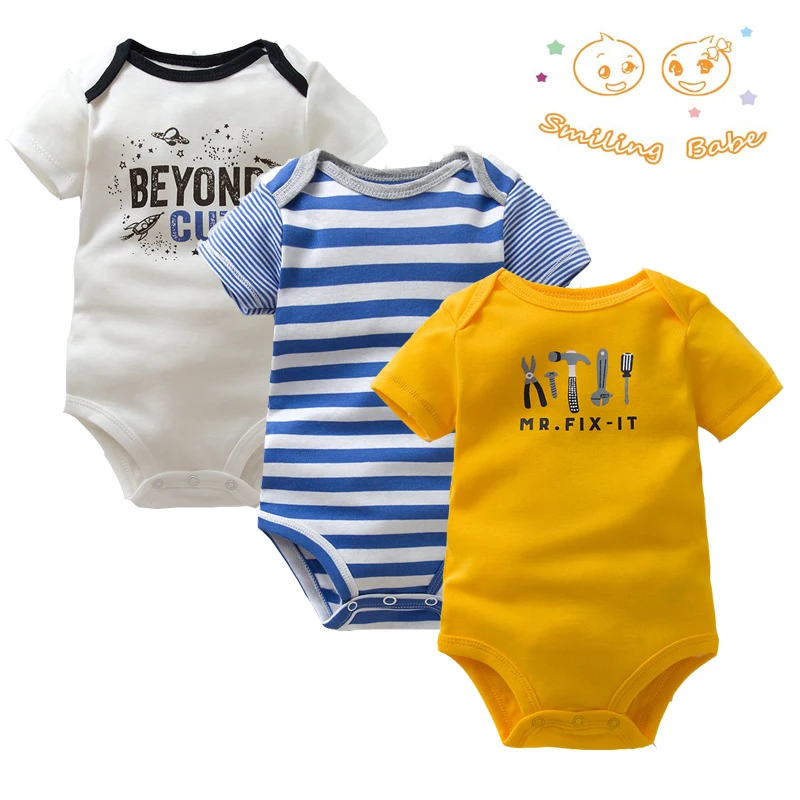 Top Trends: 3PCS / LOT Soft Cotton Baby Bodysuit Fashion Baby Boys Girls Clothes Infant Jumpsuit Overalls Short Sleeve Newborn Baby Clothing Shoppable Styles