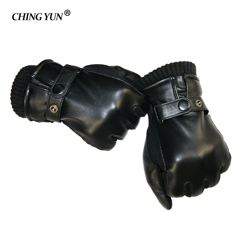 Top Trends: Winter Man Sheep Skin Leather Gloves Male Warm Super Soft Stitching Design Comfortable Men's Operating Mobile Phone Men Mittens Shoppable Styles - Image 5