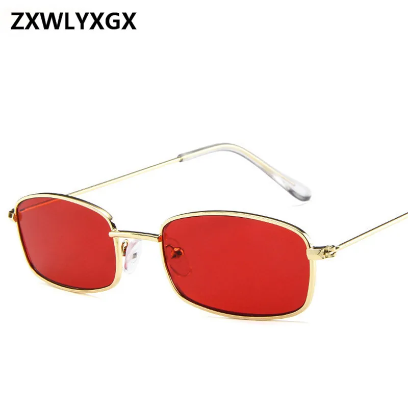 Top Trends: New Small Rectangle Retro Sunglasses Men Brand Designer Red Metal Frame Clear Lens Sun Glasses Women Unisex UV400 Shoppable Styles