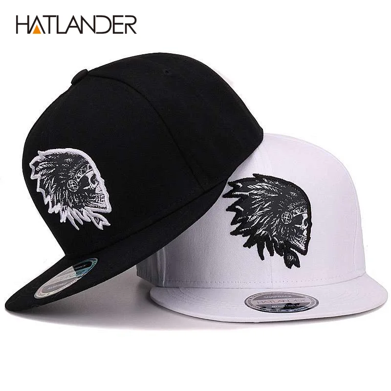 Top Trends: HATLANDER Embroidery Skull Baseball Caps Hats Hip Hop Snapbacks Flat Brim Bones Gorra Sports Snapback Caps For Men Women Unisex Shoppable Styles