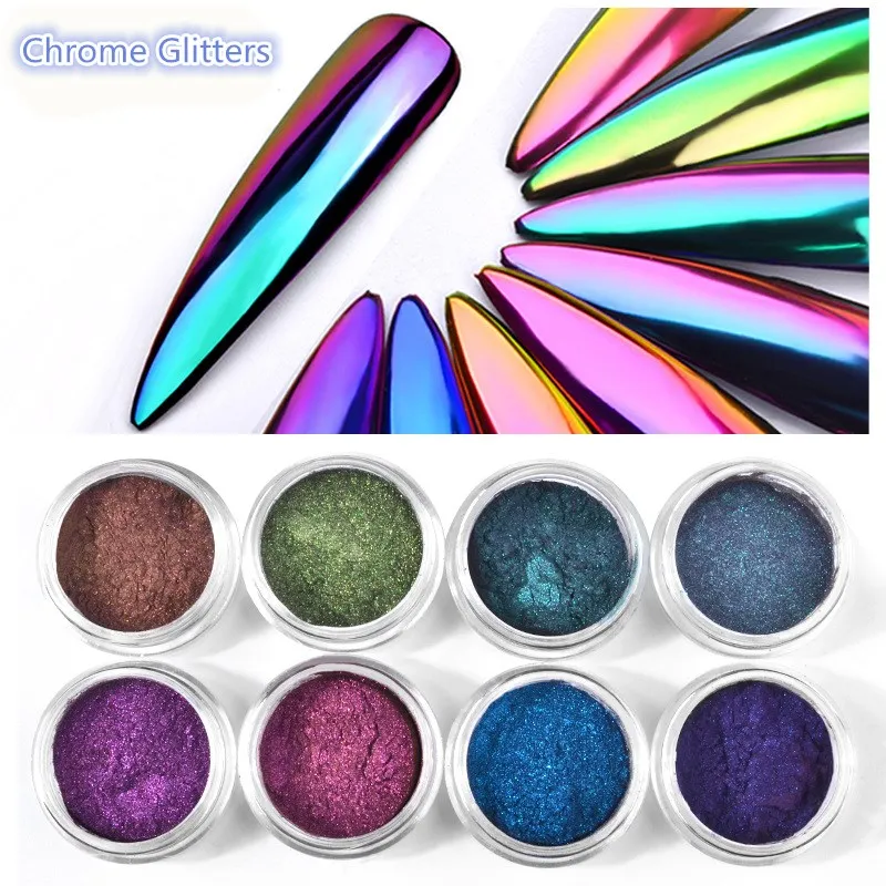 Top Trends: 0.2g / Box Glitter Magic Mirror Dust Powder Chameleon Aurora Nail Art Chrome Pigment Nail Decoration Shoppable Styles