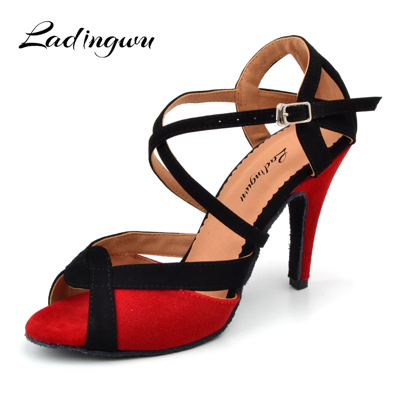 Top Trends: Ladingwu Women Latin Dance Shoes Flannel Salsa Women Ballroom Dancing Shoes For Girls Blue / Red Soft Bottom Indoor Shoes Tango Shoppable Styles