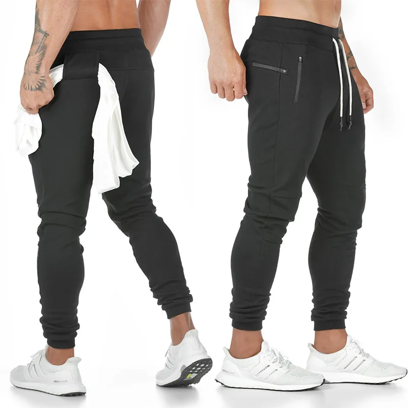 Top Trends: New Cotton Men Sweatpants With Towel Rack And Cell Phone Pocket Running Tights Pants Men Sporting Leggings Workout Pants Shoppable Styles