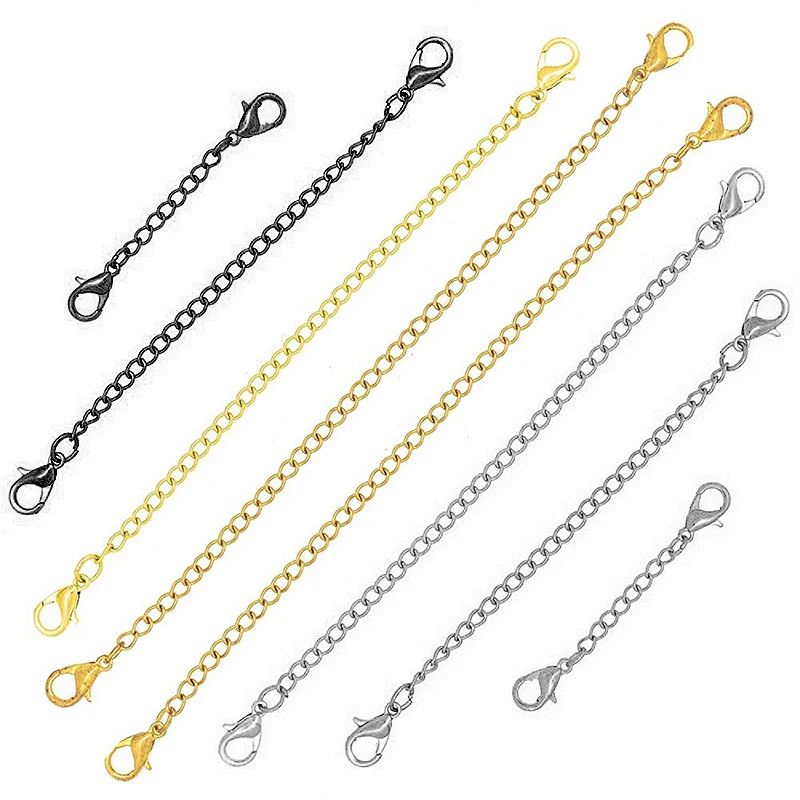 Top Trends: 5pcs Stainless Steel Necklace Extension Chain Bulk Bracelet Extended Lobster Buckle Chains Tail Extender For DIY Jewelry Making Shoppable Styles