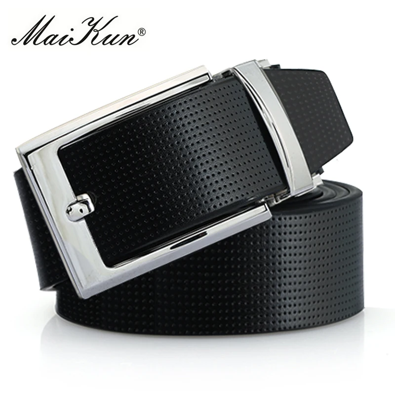 Top Trends: Maikun Cowskin Leather Pin Buckle Belts For Men High Quality Male Strap Fashion Silvery Reversible Buckle Men&#039;s Belt Shoppable Styles