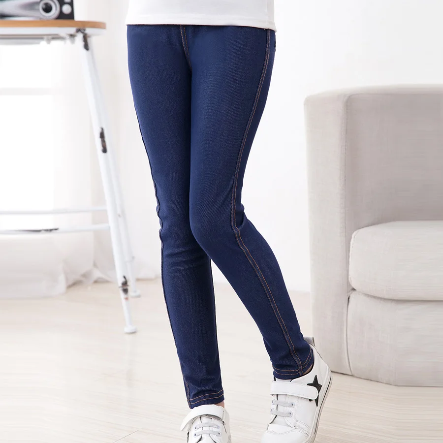 Top Trends: SheeCute New Spring Summer Fashion Girls Pencil Knit Imitation Denim Fabric Jeans Kids Candy Colore Mid Waist Full Length Pants Shoppable Styles