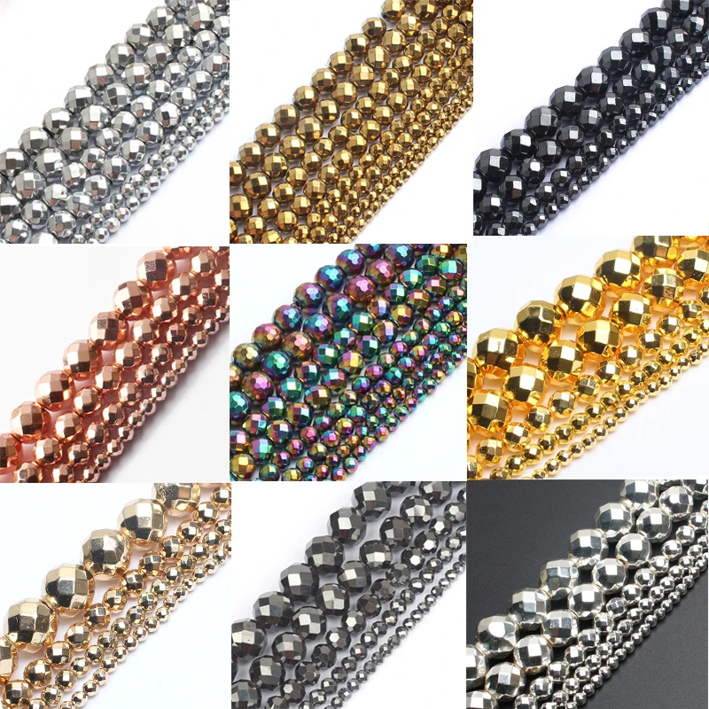 Top Trends: AAA Faceted Silver Plated Rose Gold Hematite Natural Stone Beads Round Loose Beads For Jewelry Making 3 / 4 / 6 / 8 / 10mm Diy Bracelet Shoppable Styles