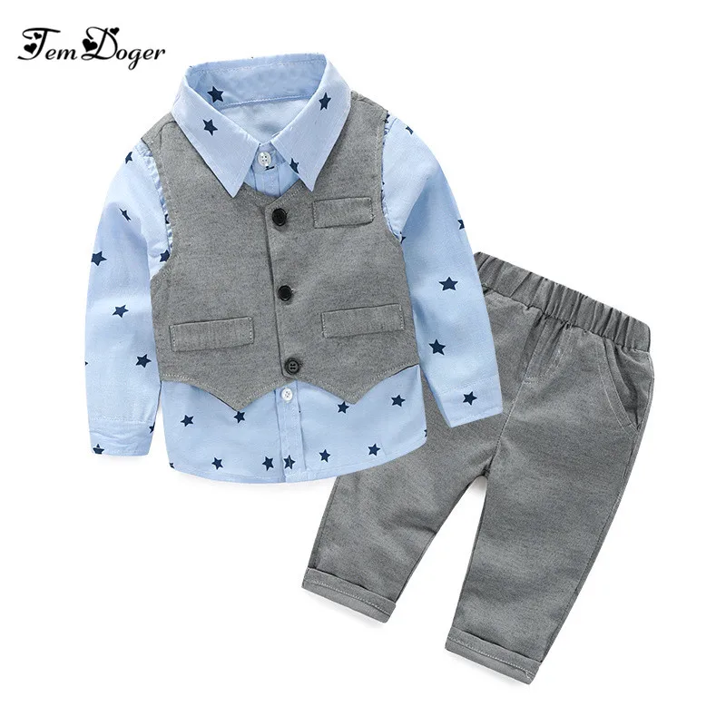 Top Trends: 2016 Baby Boys Wedding Clothes Kids Formal Suit Boy Shirt+ Vest+ Pants Outfits Baby Clothing Set Children Clothing Set Shoppable Styles