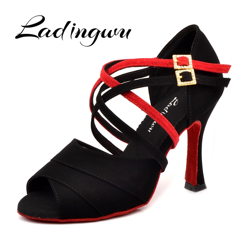 Top Trends: Ladingwu Latin Dance Shoes Women NEW Black / Red Flannel Shoes Dance Red Soft Bottom Cuba High Heel 6-10cm Salsa Ballroom Dancing Shoppable Styles