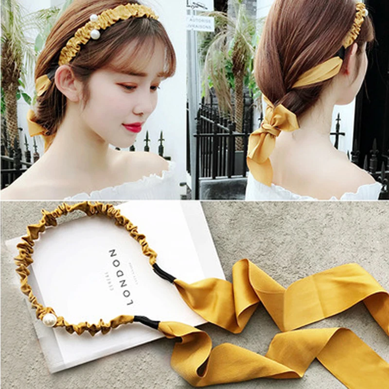 Top Trends: Ruoshui Vintage Ribbon Hairband For Woman Girls Pearl Bezel Headband Ladies Hair Accessories Fashion Hairhoop Styling Headwear Shoppable Styles