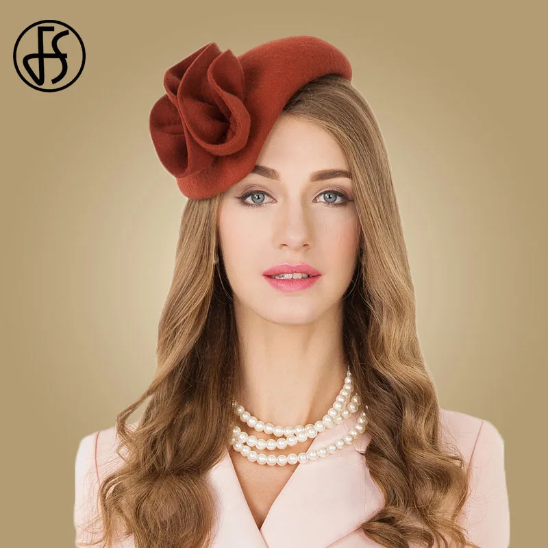 Top Trends: FS Ladies Wool Fascinator Hats For Wedding Women Elegant Tea Party Formal Vintage Pillbox HatFelt Flower Fedoras Chapeau Femme Shoppable Styles