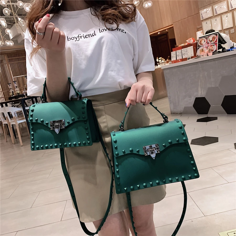 Top Trends: High Quality Women PVC Handbags Fashion Ladies Shoulder Bag Luxury Designer Crossbody Bags For Women Small Rivet Messenger Bags Shoppable Styles