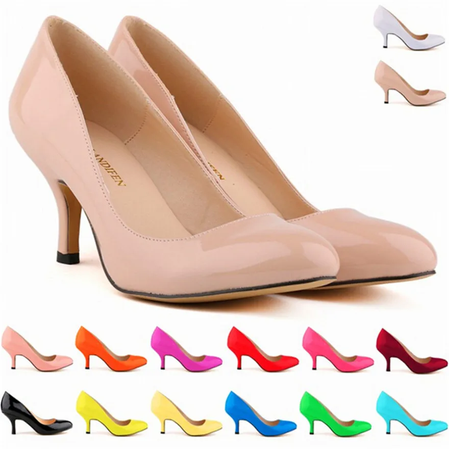 Top Trends: Classics Solid Women Pumps Office 2024 Round Toe Female Fashion Patent Leather Shallow High Heels 6cm Shoes Wholesale 14 Colors Shoppable Styles