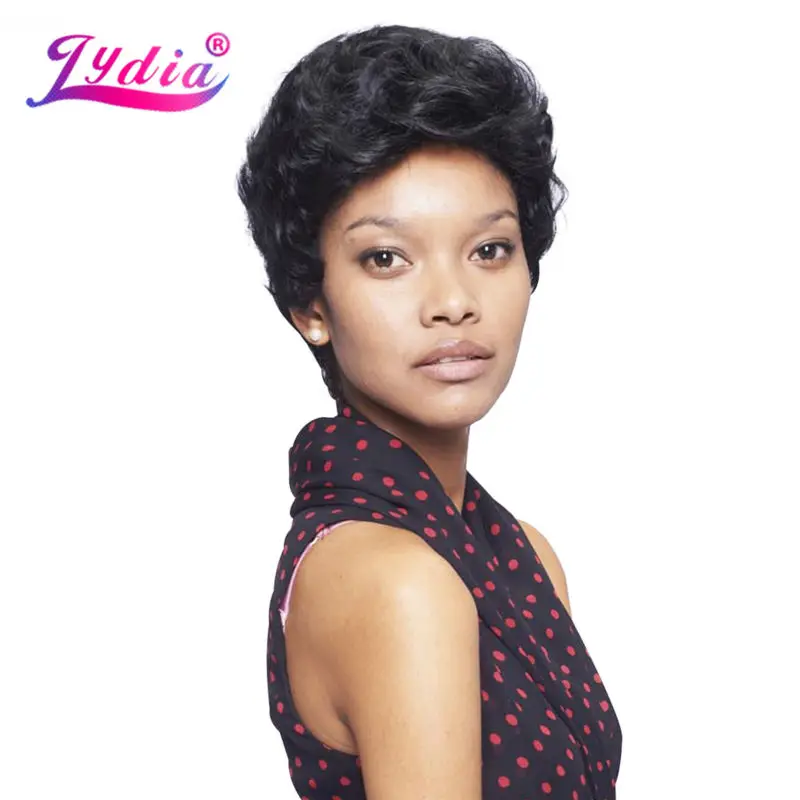 Top Trends: Lydia Synthetic Wigs Color 1B Short Curly Wig 100% Kanekalon High Temperatural African American Daily Wigs For Woman Shoppable Styles