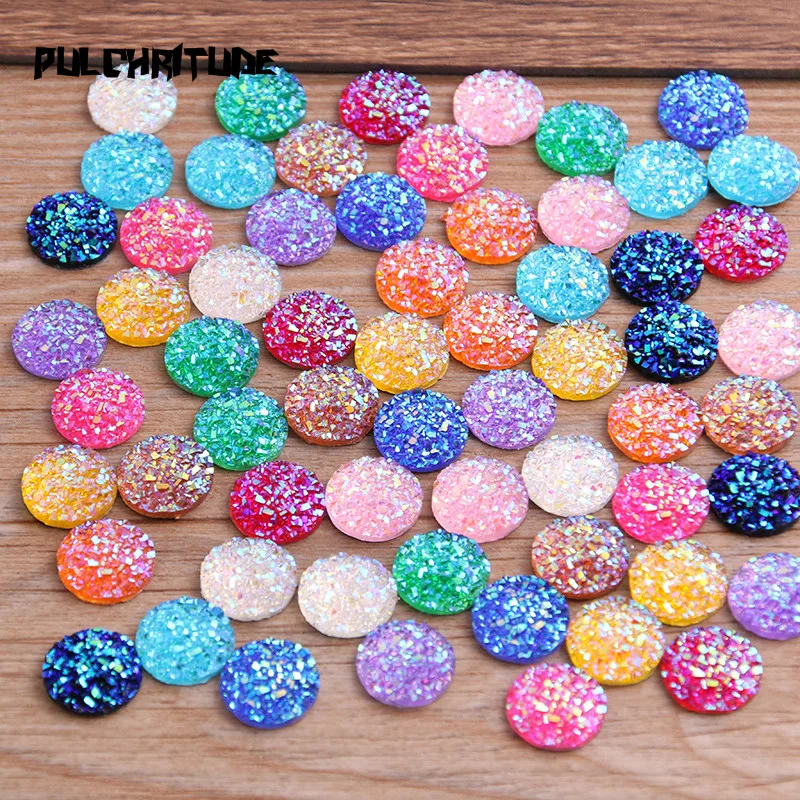 Top Trends: New Fashion 40pcs 12mm Mix Colors Natural Ore Style Flat Back Resin Cabochons For Bracelet Earrings Accessories Shoppable Styles