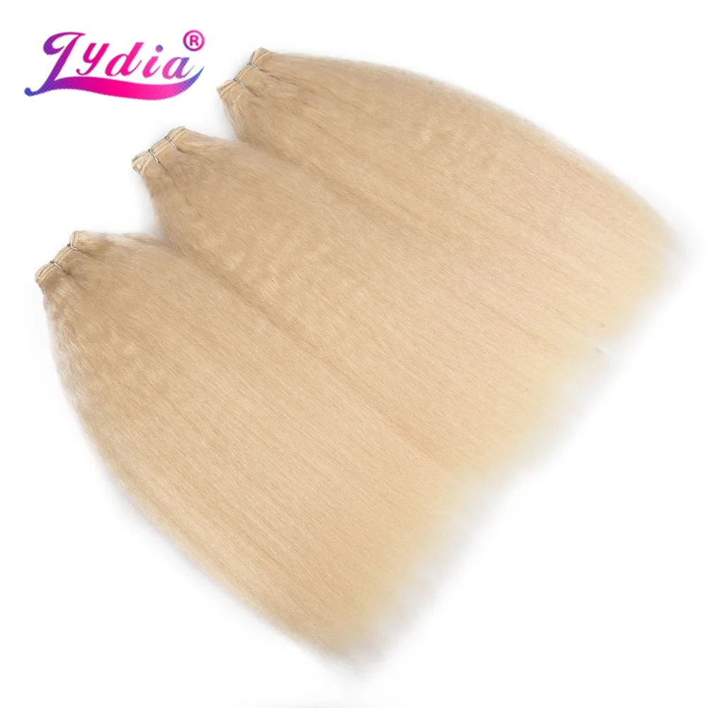 Top Trends: Lydia 1PCS / Pack Kinky Straight Double Weft Weaving 10-30 Inch Pure Color Synthetic Wave Hair Extensions For Women Blonde 613 # Shoppable Styles