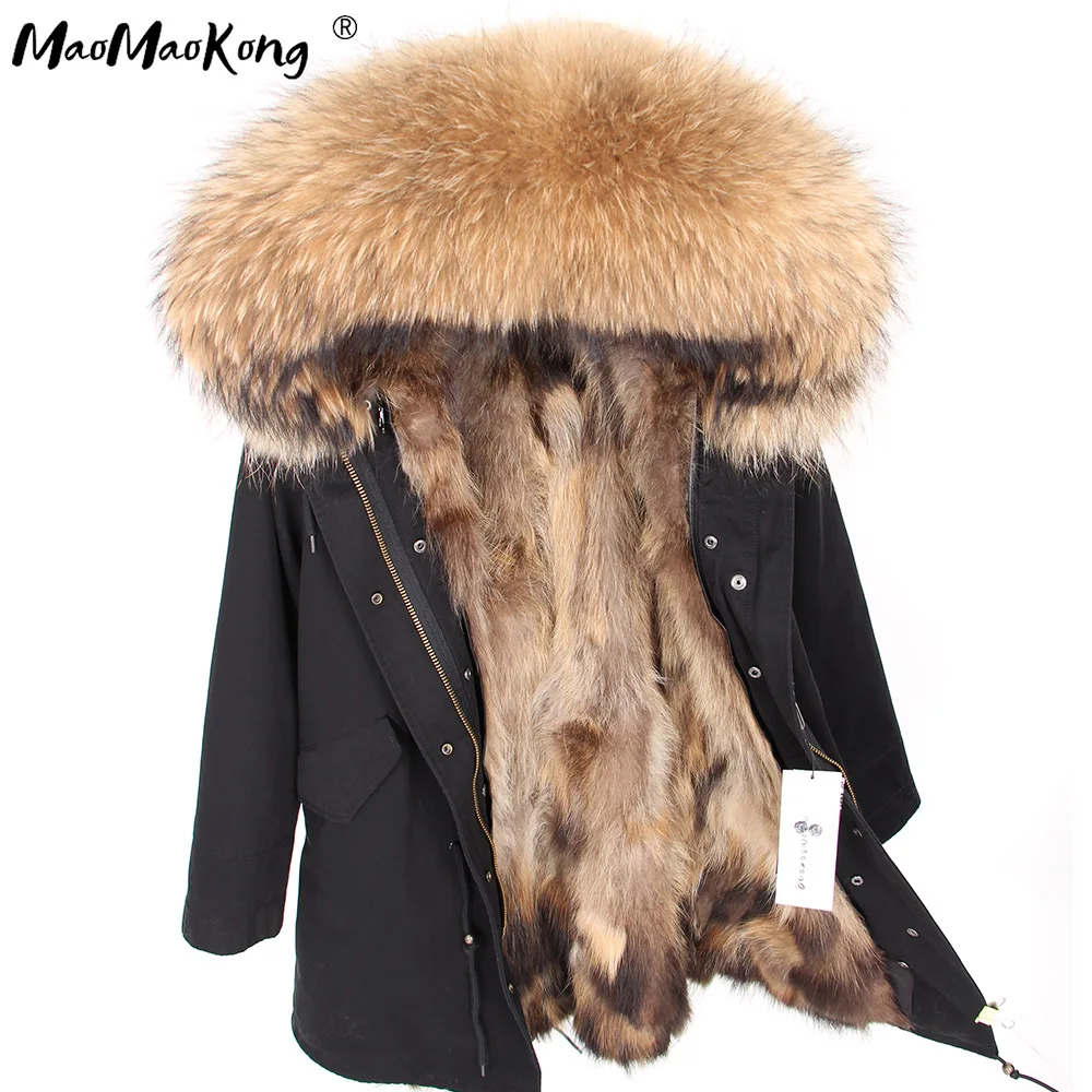 Top Trends: Maomaokong 2023 New Natural Fur Lining Real Fur Coat Winter Jacket Women Raccoon Fur Collar Warm Thick Parkas Female Clothing Shoppable Styles