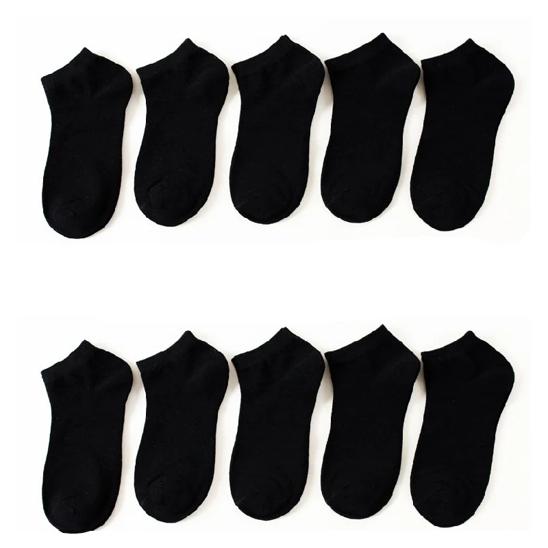 Top Trends: Men Summer Boat Socks Large Size 44, 45, 46, 47, 48 Black Breathable Fashion Black Male Cotton Socks Men Short Big New 10 Pairs Shoppable Styles