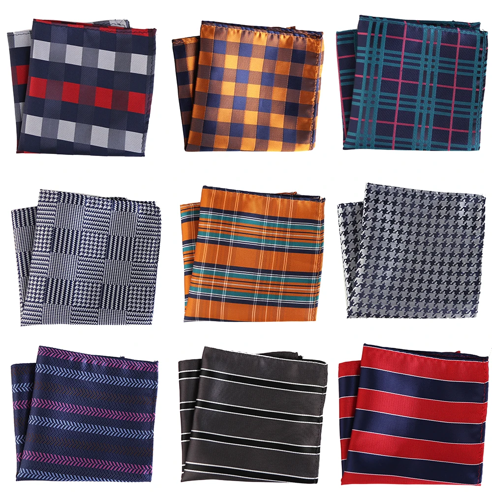 Top Trends: Luxury Men&#039;s Handkerchief Striped Checkered Plaid Woven Hankies Polyester Hanky Business Pocket Square Chest Towel 25*25CM Shoppable Styles