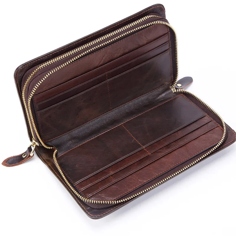 Top Trends: Business Genuine Leather Clutch Wallet Men Long Leather Phone Bag Purse Male Large Size Handy Coin Wallet Card Holder Money Bag Shoppable Styles - Image 5