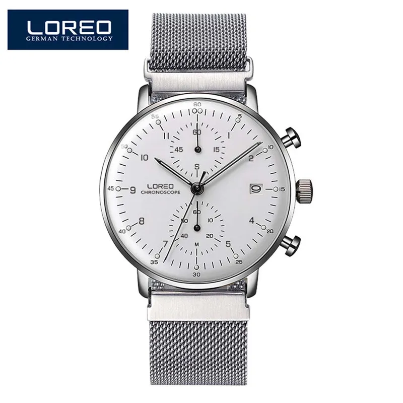 Top Trends: LOREO Luxury Brand Silver Steel Quartz Men Steel Watch Waterproof 3ATM Luminous Watches Calendar Watch Dropshipping 2023 Shoppable Styles