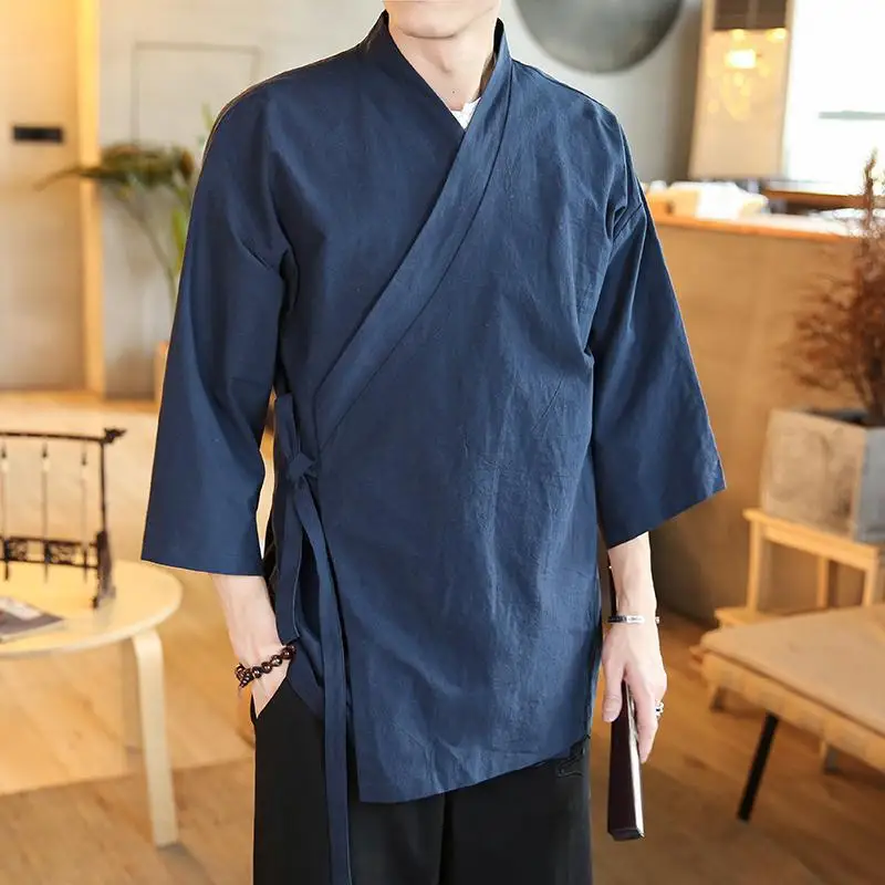 Top Trends: Plus Size 5XL 4XL Loose Fit Japanese Streetwear Kimono Shirt Men Plain Color 3 / 4 Sleeve Summer Cardigan XXXXXL Male Shirt Shoppable Styles