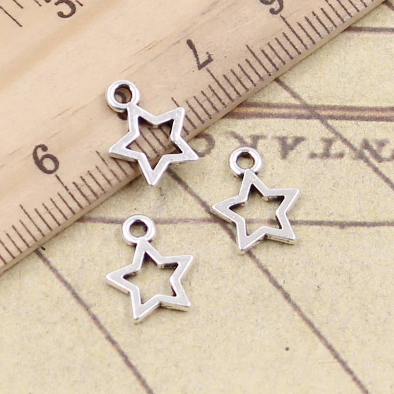 Top Trends: 30pcs Charms Star Pentagram 13x10mm Tibetan Bronze Silver Color Pendants Antique Jewelry Making DIY Handmade Craft Shoppable Styles