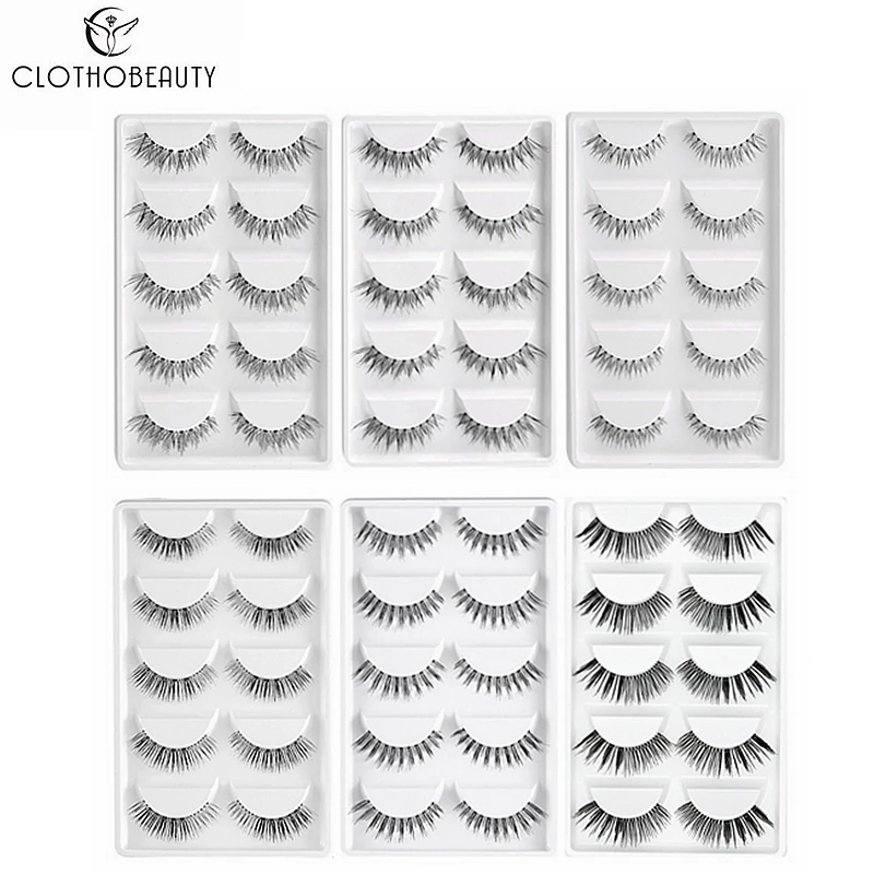 Top Trends: 5 Pairs Nature False Eyelashes, Wispy Fake EyeLashes Extension Handmade Natural Soft Invisible Clear Thin Band, Reusable Faux Cils Shoppable Styles