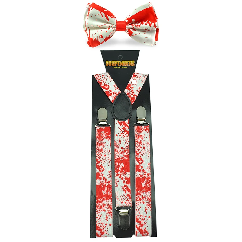 Top Trends: Suspenders For Trousers Pants Holder Bow Tie Set Men Women 3 "Vampire Blood Red" Patterns Mix Y-Shape Braces Necktie Sets Shoppable Styles