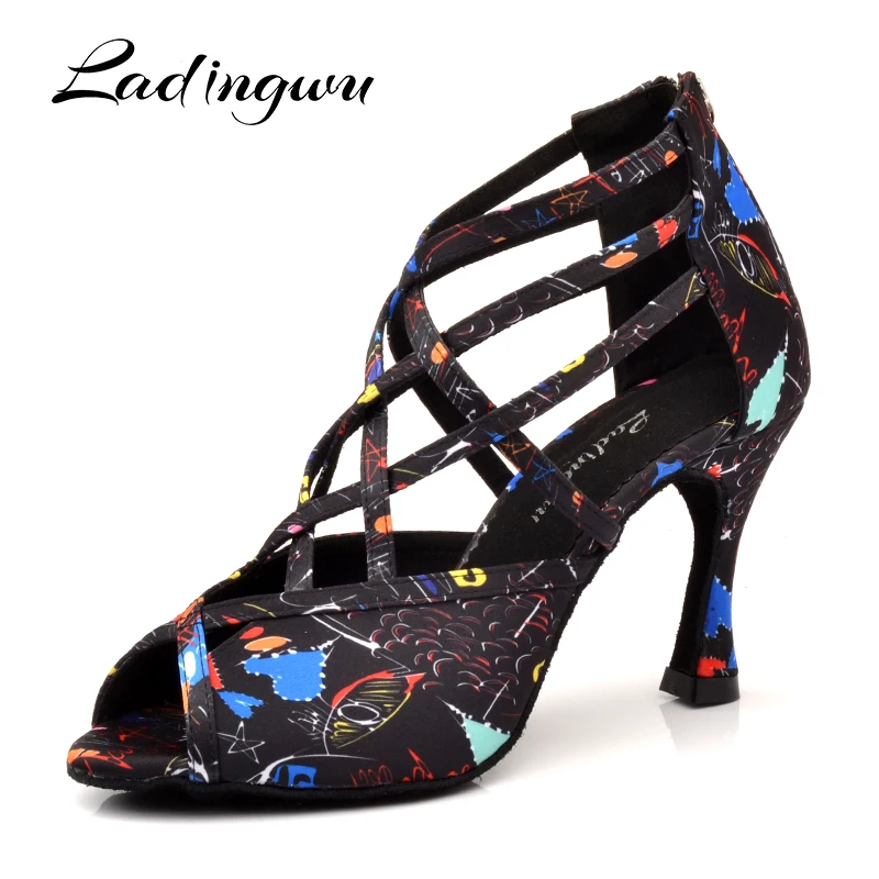 Top Trends: Ladingwu Salsa Dance Shoes Woman Girls Roman Boots Latin Dance Shoes Soft Bottom New Modern Floral Satin Ballroom Dance Shoes Shoppable Styles