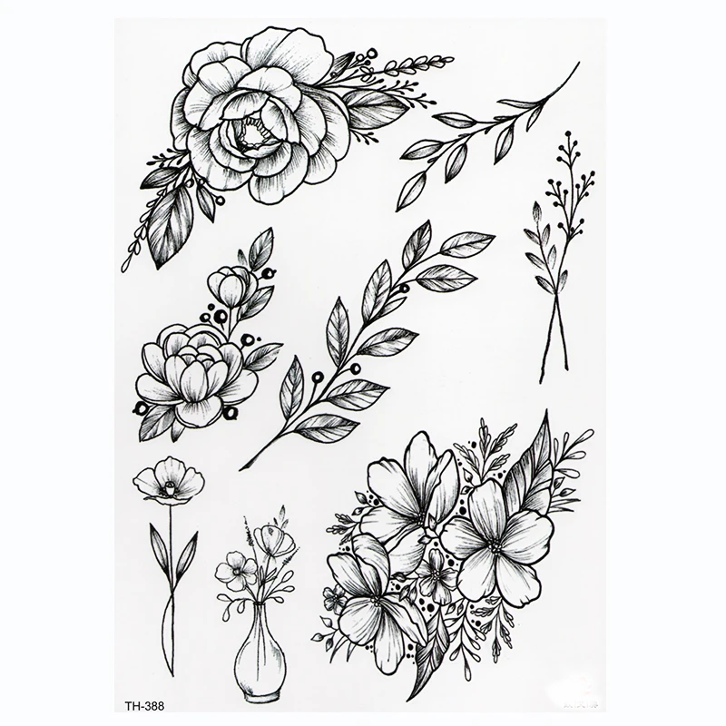 Top Trends: Waterproof Temporary Tattoo Sticker Lotus Rose Pattern Water Transfer Under Breast Shoulder Flower Body Art Fake Tatoo Shoppable Styles