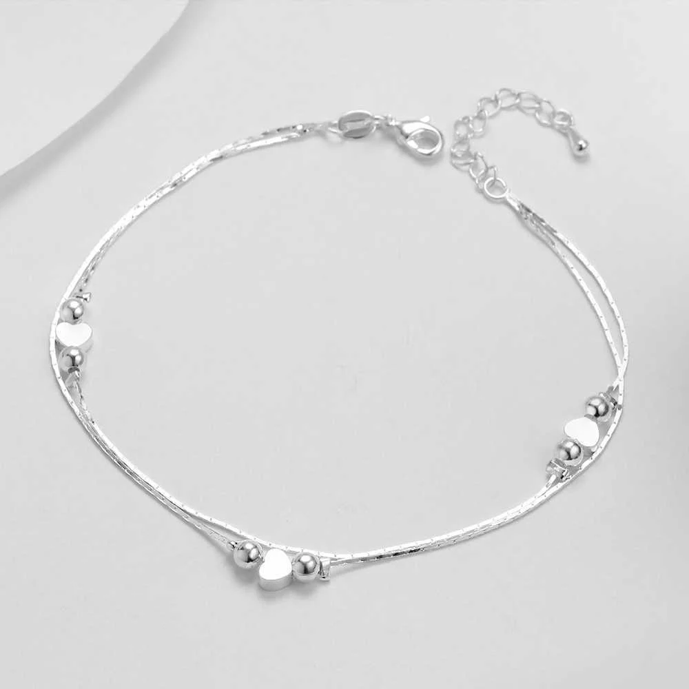 Top Trends: Heart Shaped Foot Chain Anklets Bracelets 925 Sterling Silver Fashion Jewelry For Women Wholesale Shoppable Styles