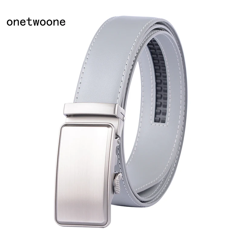 Top Trends: Famous Brand Belt Men Top Quality Genuine Luxury Leather Belts For Men Strap Male Metal Automatic Buckle 3.5cm Gray Belt Shoppable Styles