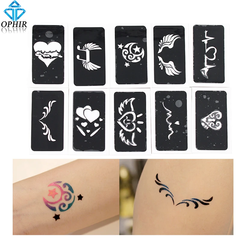 Top Trends: OPHIR 50 PCS Airbrush Stencils (5 Series) For Body Painting Glitter Temporary Tattoo Tattoo Henna Template Sheets TA032(A-E) Shoppable Styles - Image 5