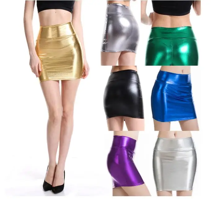 Top Trends: Soft PU Leather Skirts With High Waist Slim Hip Pencil Skirts Women Sexy Slim Tight Leather Red / Black / Blue / Gray Skirts Shoppable Styles