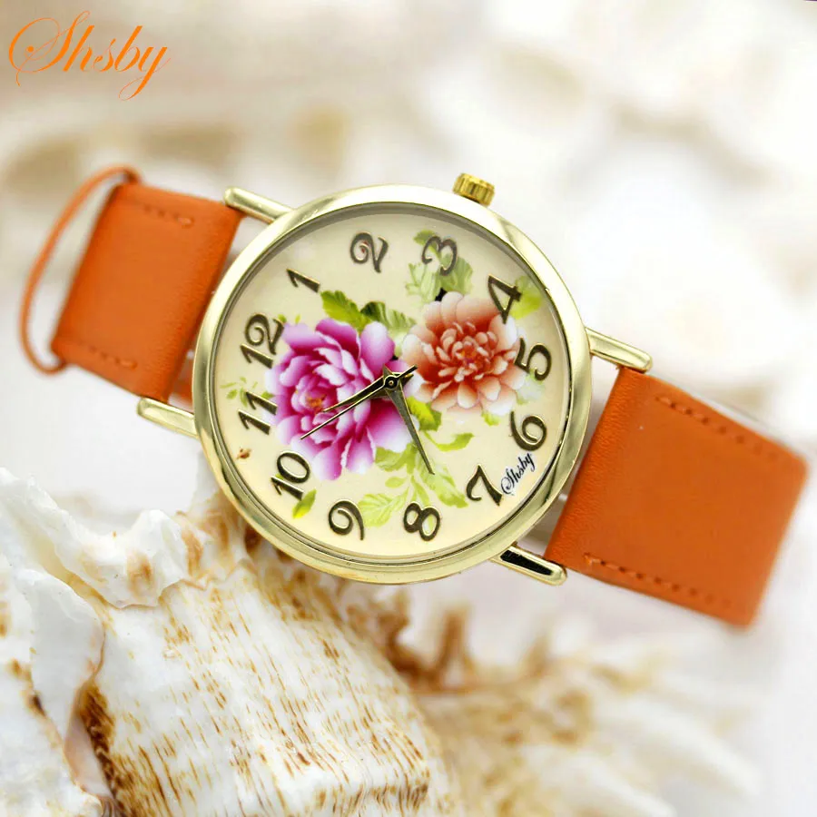 Top Trends: Shsby Brand Flowers Leather Strap Watches Women Dress Watch Fashion Girl Casual Quartz Watch Ladies WristWatch Relogio Feminino Shoppable Styles