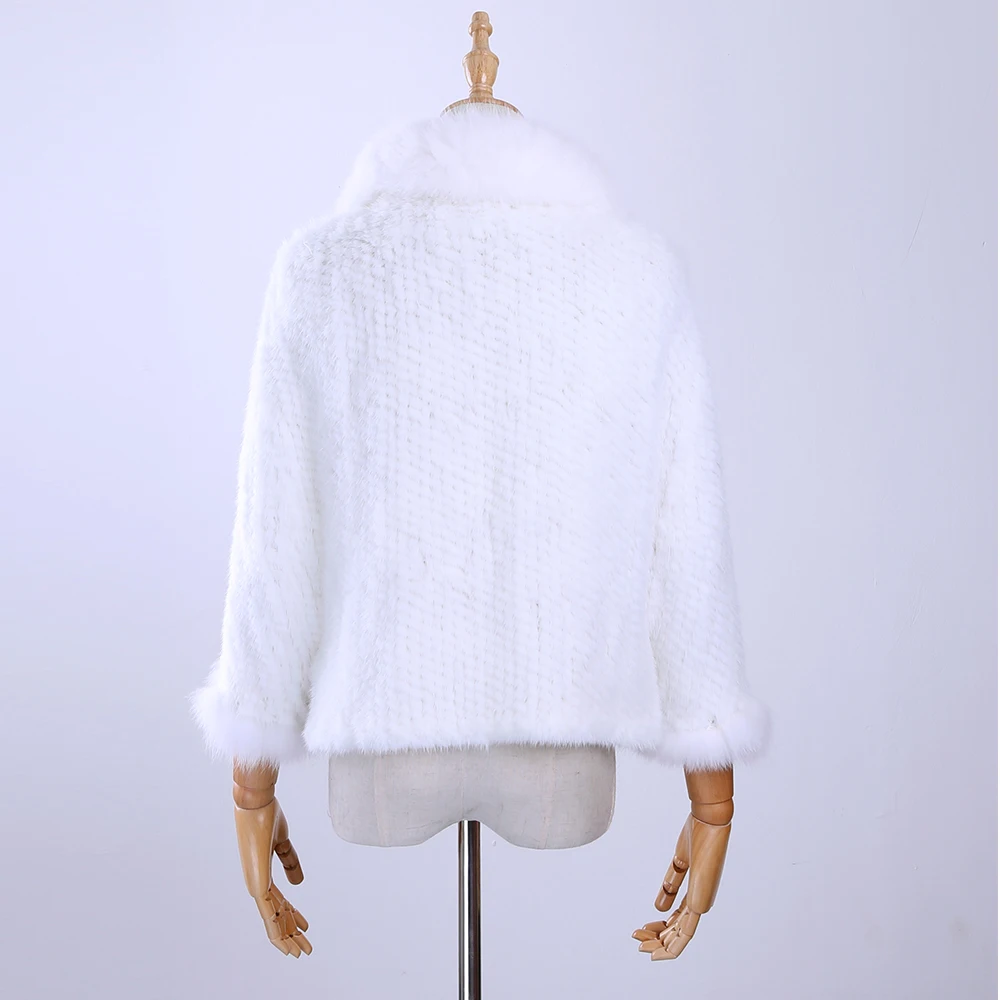 Top Trends: New Genuine Knitted Mink Fur Shawl Wrap Cape With Fox Fur Collar Triming Women Lady Mink Fur Coat Jacket Stole Shoppable Styles - Image 4