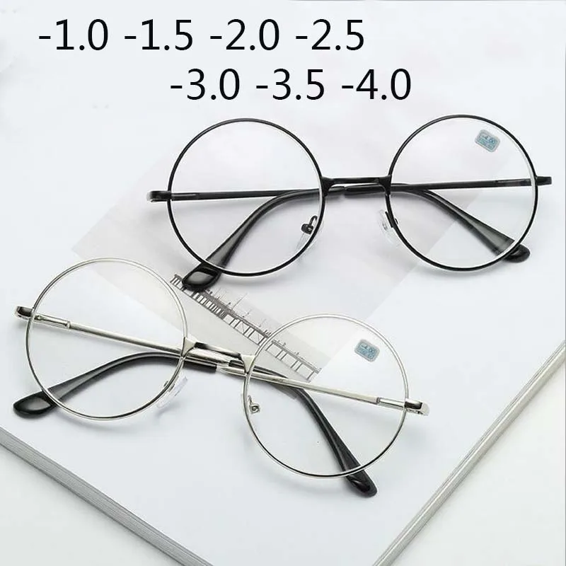 Top Trends: Round Glasses Woman Men Glasses Retro Myopia Optical Metal Frames Clear Lens Black Silver Gold Eyeglasses -1.0 -1.5 -2.0 To -4.0 Shoppable Styles