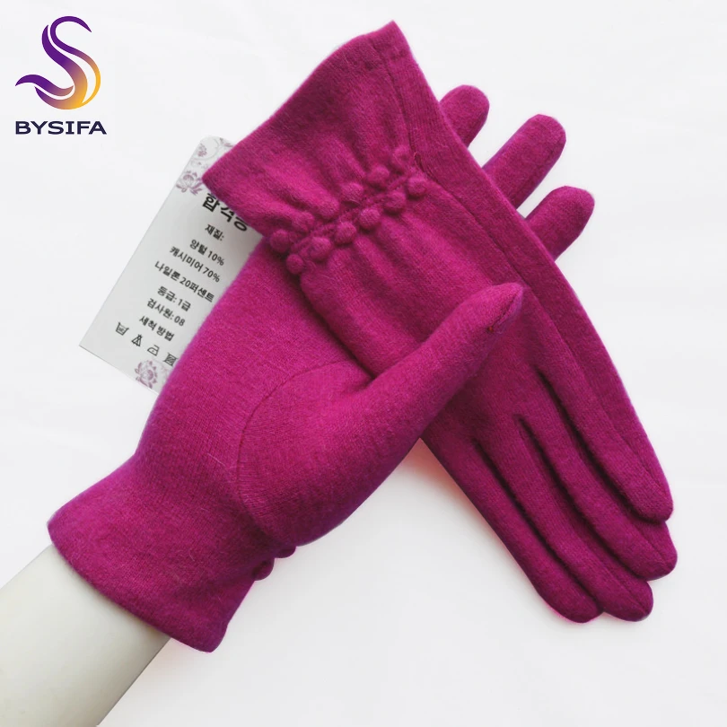 Top Trends: BYSIFA Winter Women Wool Gloves New Thick Warm Touch Screen Ladies Gloves Spring Autumn Soft Elegant Hot Pink Mittens Gloves Shoppable Styles