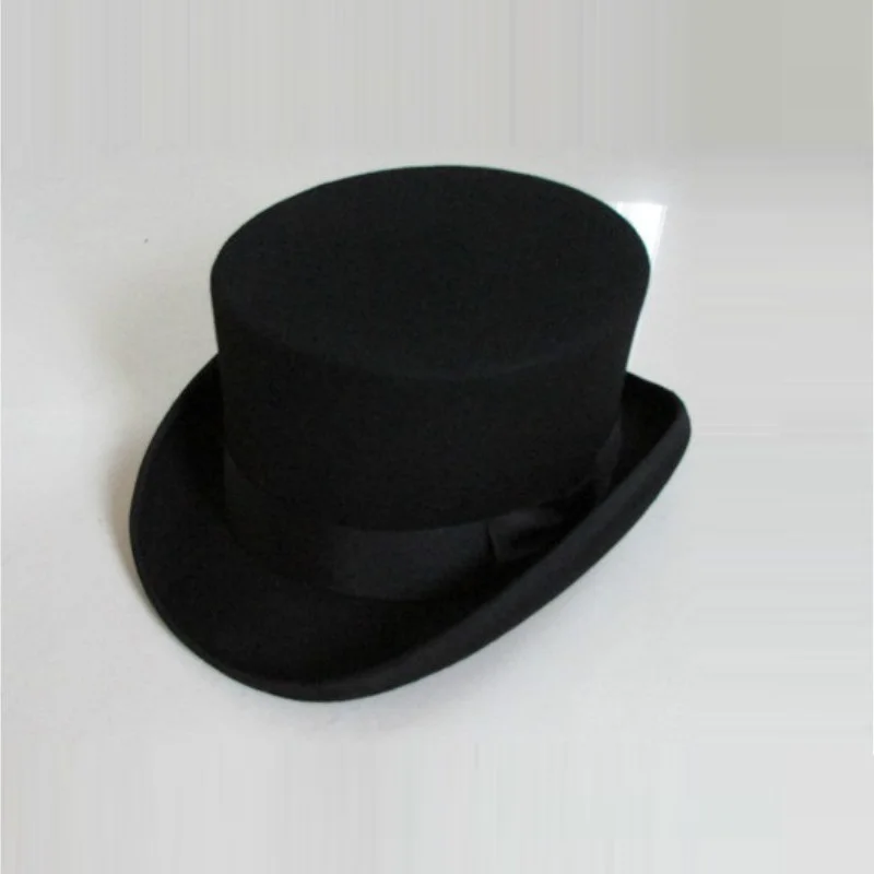 Top Trends: Unisex Homburg Hats Wool Fedora Steampunk Top Hat Cylinder Magician Magic Cap Felt Fedoras Hats 12cm High B-8114 Shoppable Styles